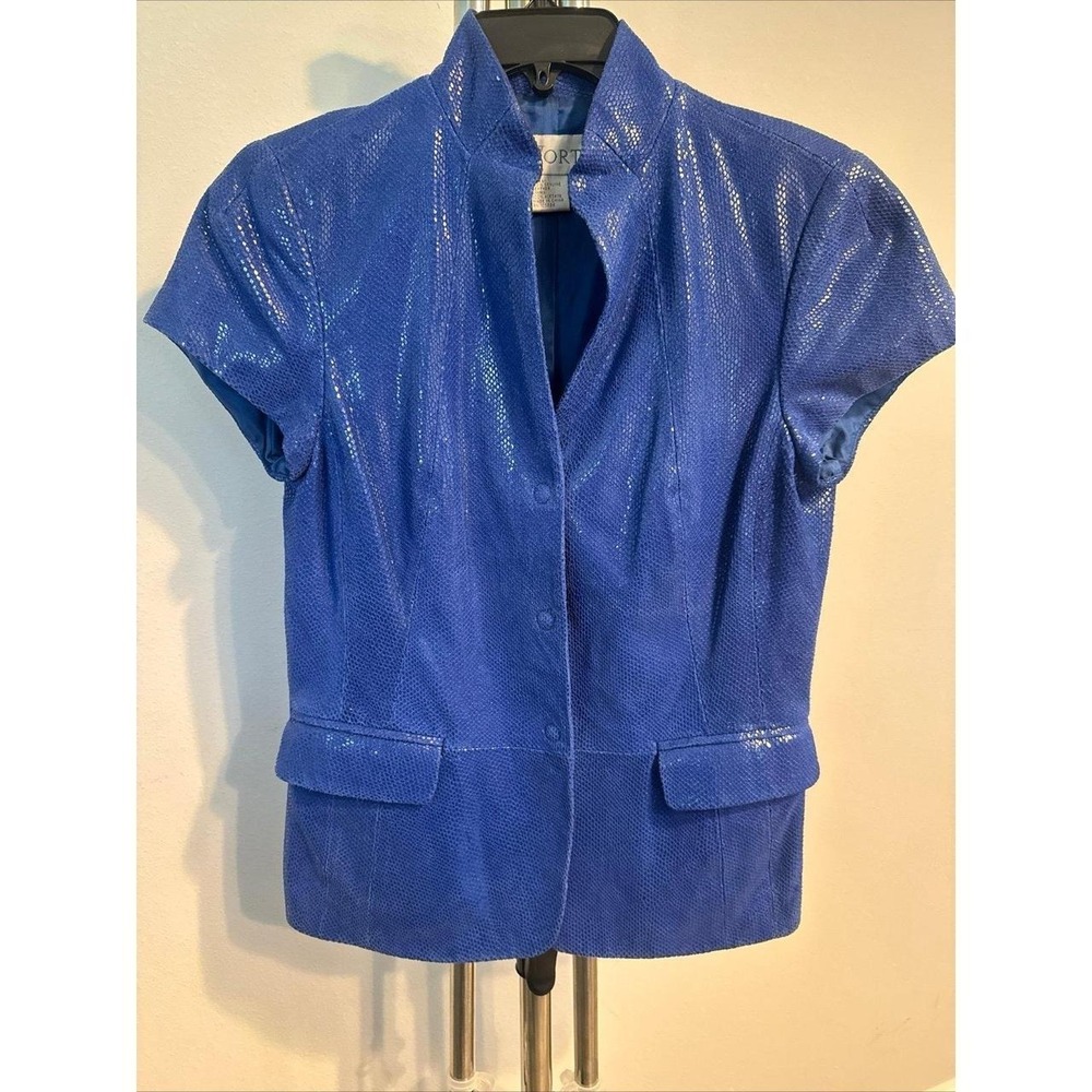 Worth short sleeve blazer top 100% leather